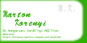 marton korenyi business card